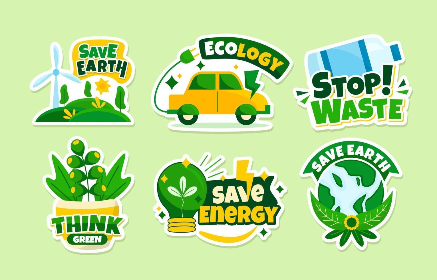 groene technologie stickercollectie vector