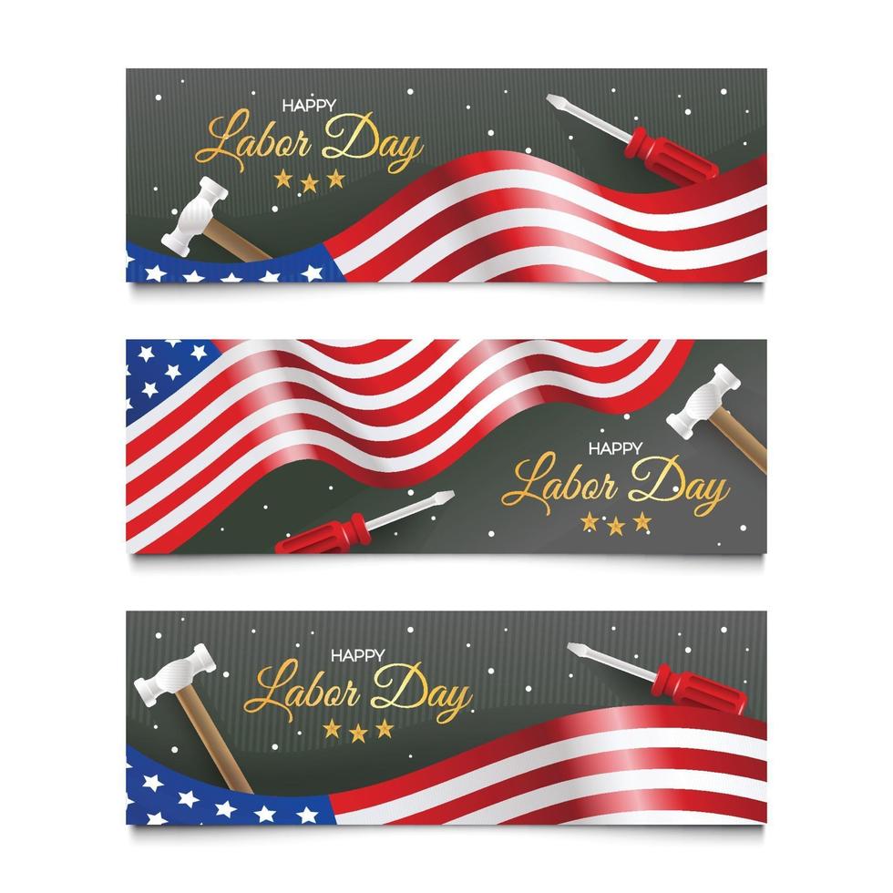 set van vieren dag van de arbeid usa banner vector