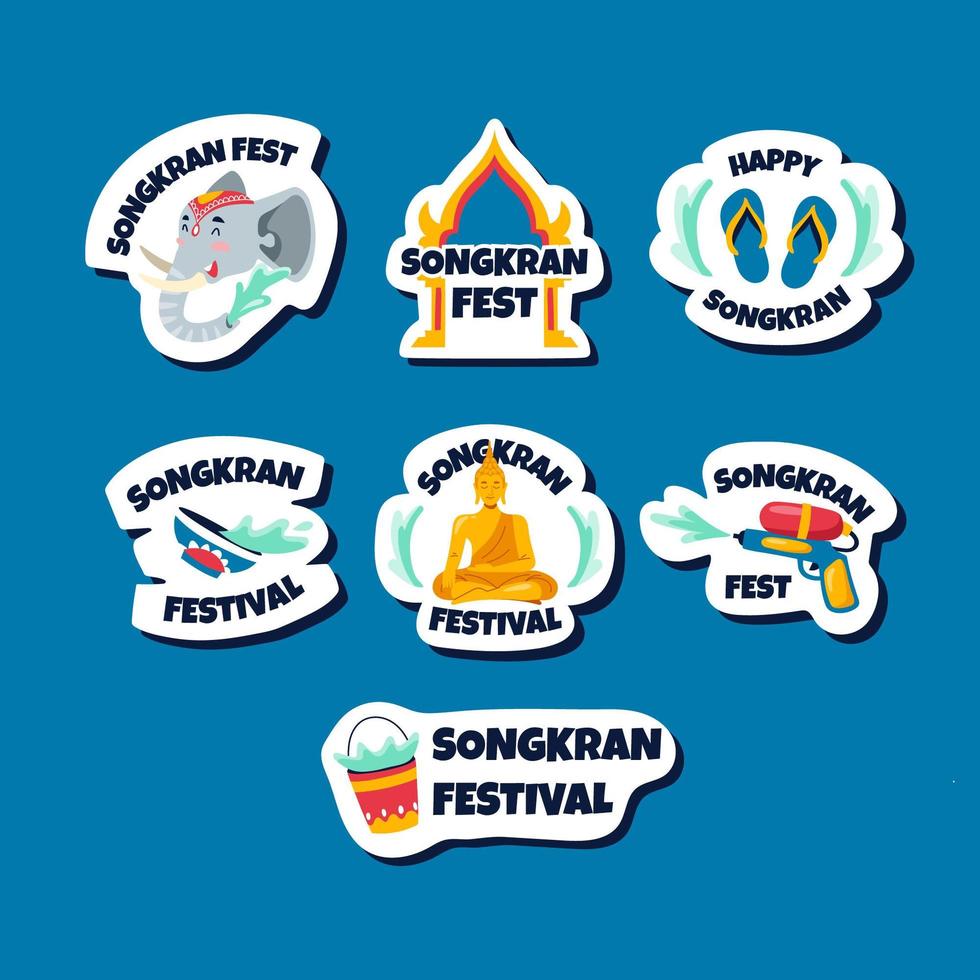 songkran festival sticker vector