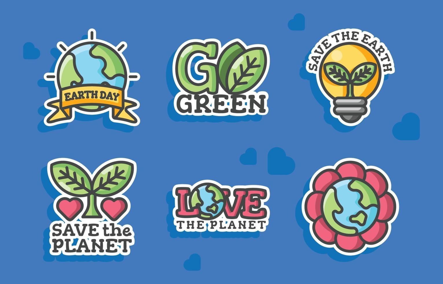 happy earth day stickercollectie vector