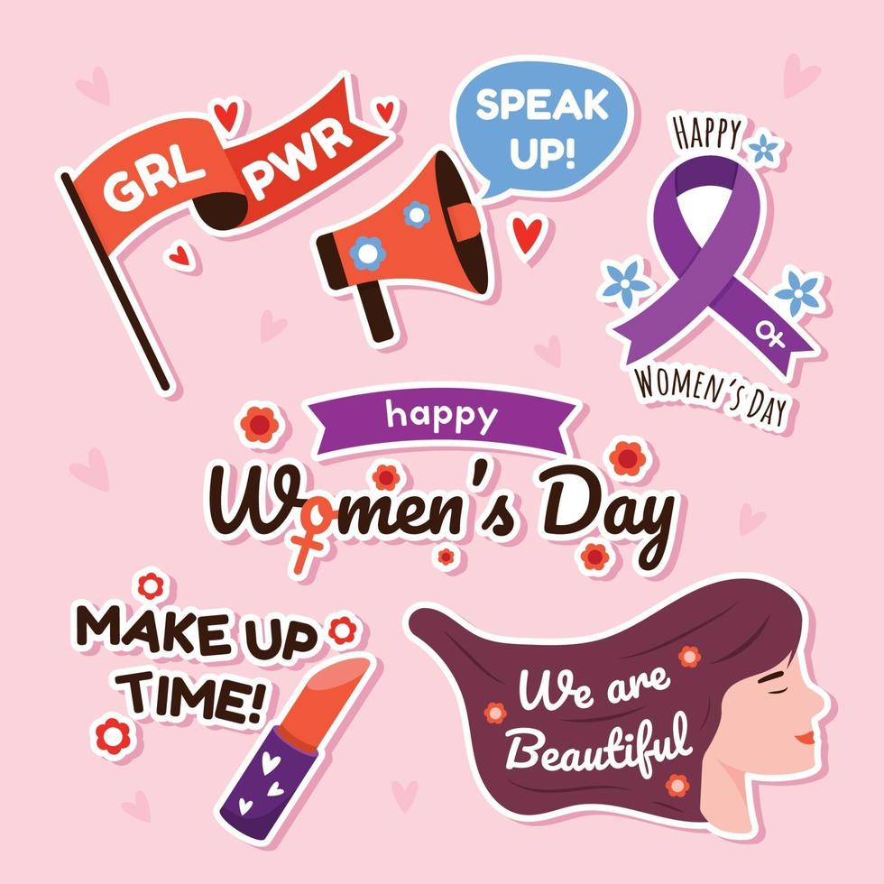stickerpakket voor activisme voor vrouwendag vector