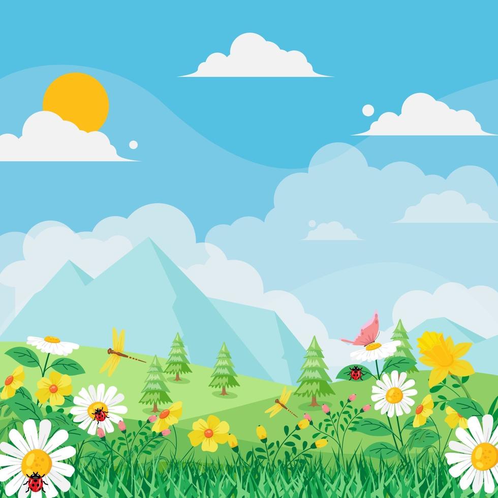 lente landschap achtergrond vector