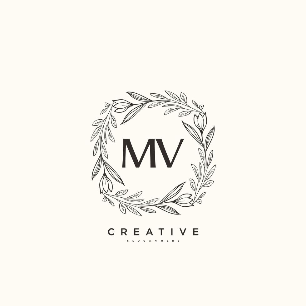 mv schoonheid vector eerste logo kunst, handschrift logo van eerste handtekening, bruiloft, mode, juwelen, boetiek, bloemen en botanisch met creatief sjabloon voor ieder bedrijf of bedrijf.