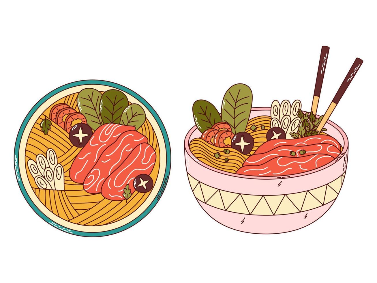 traditioneel Japans voedsel. Aziatisch shabu-shabu. vector illistration