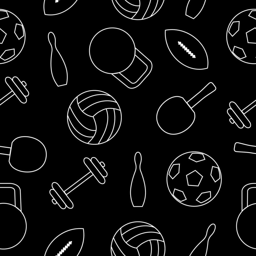 naadloos patroon van sport- apparatuur. vector illustraties van sport- en geschiktheid uitrusting in de tekening stijl