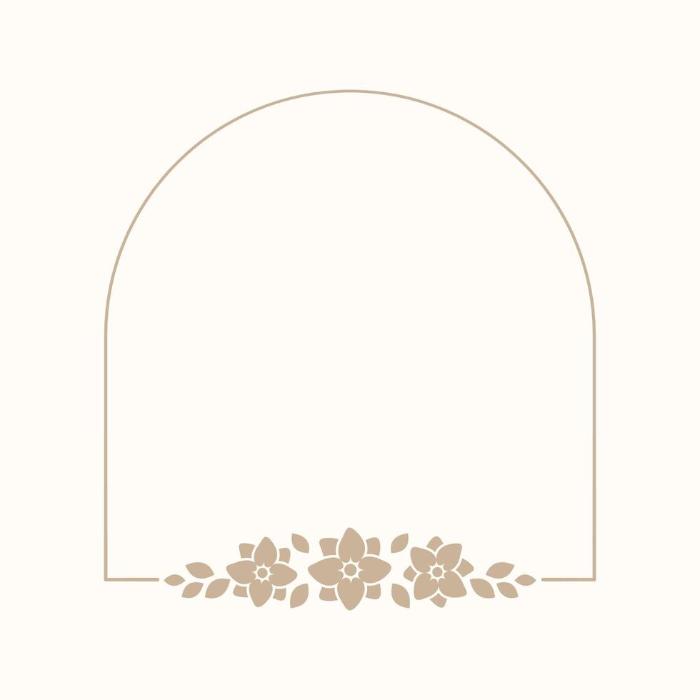 bloemen beige boog kader. botanisch boho grens vector illustratie. gemakkelijk elegant romantisch stijl voor bruiloft evenementen, tekens, logo, etiketten, sociaal media berichten, enz.