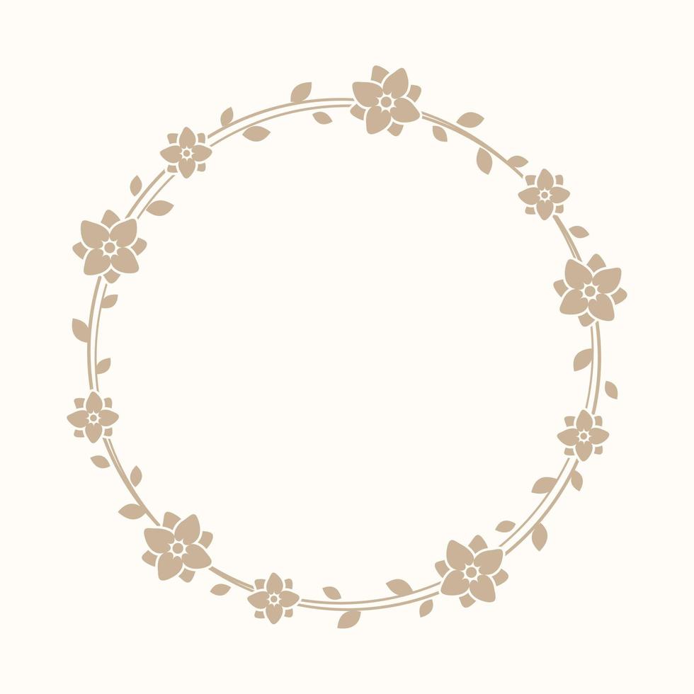 bloemen beige ronde kader. botanisch boho grens vector illustratie. gemakkelijk elegant romantisch stijl voor bruiloft evenementen, tekens, logo, etiketten, sociaal media berichten, enz.