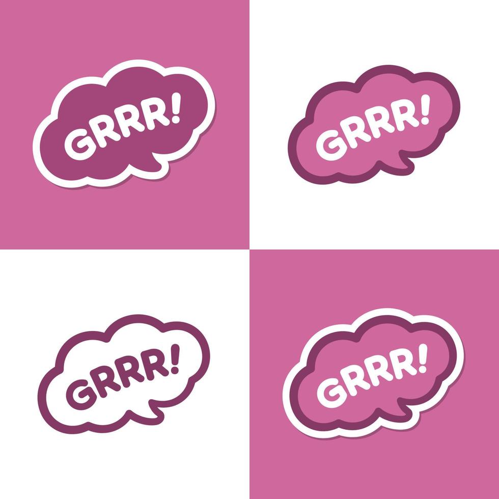 boos dier of hond geluid effect tekst in een toespraak bubbel ballon clip art. schattig tekenfilm onomatopee comics en belettering. vector