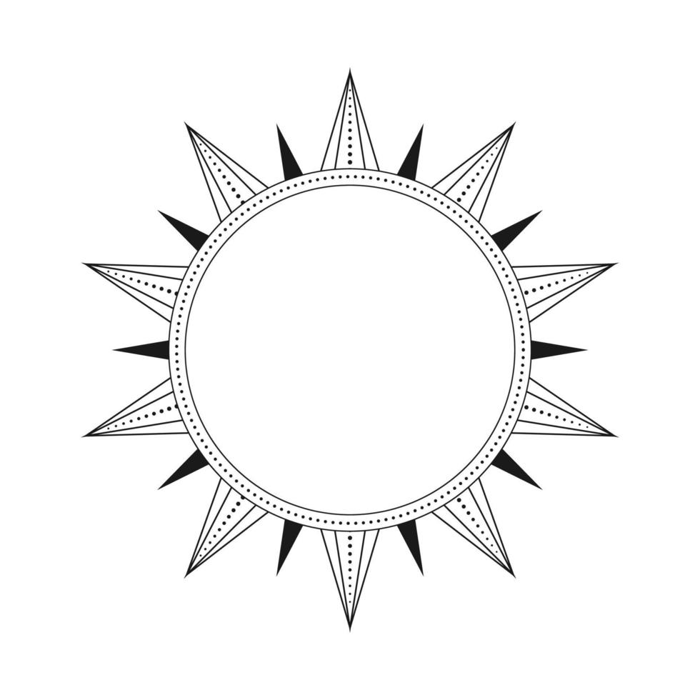 abstract hemel- zon vector illustratie. Boheems mysticus symbool barsten zon stralen. magie talisman, antiek tribal stijl, boho, tatoeëren, kunst afdrukken, tarot