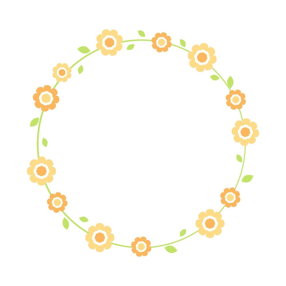schattig ronde bloemen kader grens. gemakkelijk minimaal bloem krans arrangement perfect voor bruiloft uitnodigingen en verjaardag kaarten vector