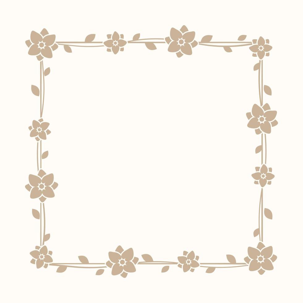 bloemen beige plein kader. botanisch boho grens vector illustratie. gemakkelijk elegant romantisch stijl voor bruiloft evenementen, kaart ontwerp, logo, etiketten, sociaal media berichten, enz.