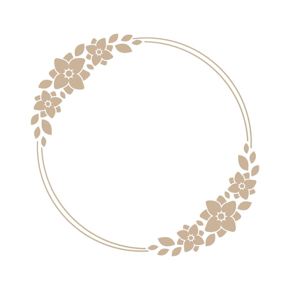 bloemen beige ronde kader. botanisch boho grens vector illustratie. gemakkelijk elegant romantisch stijl voor bruiloft evenementen, tekens, logo, etiketten, sociaal media berichten, enz.