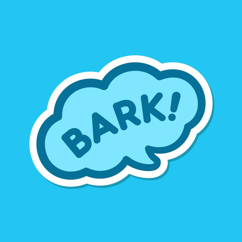 hond schors dier geluid effect tekst in een toespraak bubbel ballon clip art. schattig tekenfilm onomatopee comics en belettering. vector
