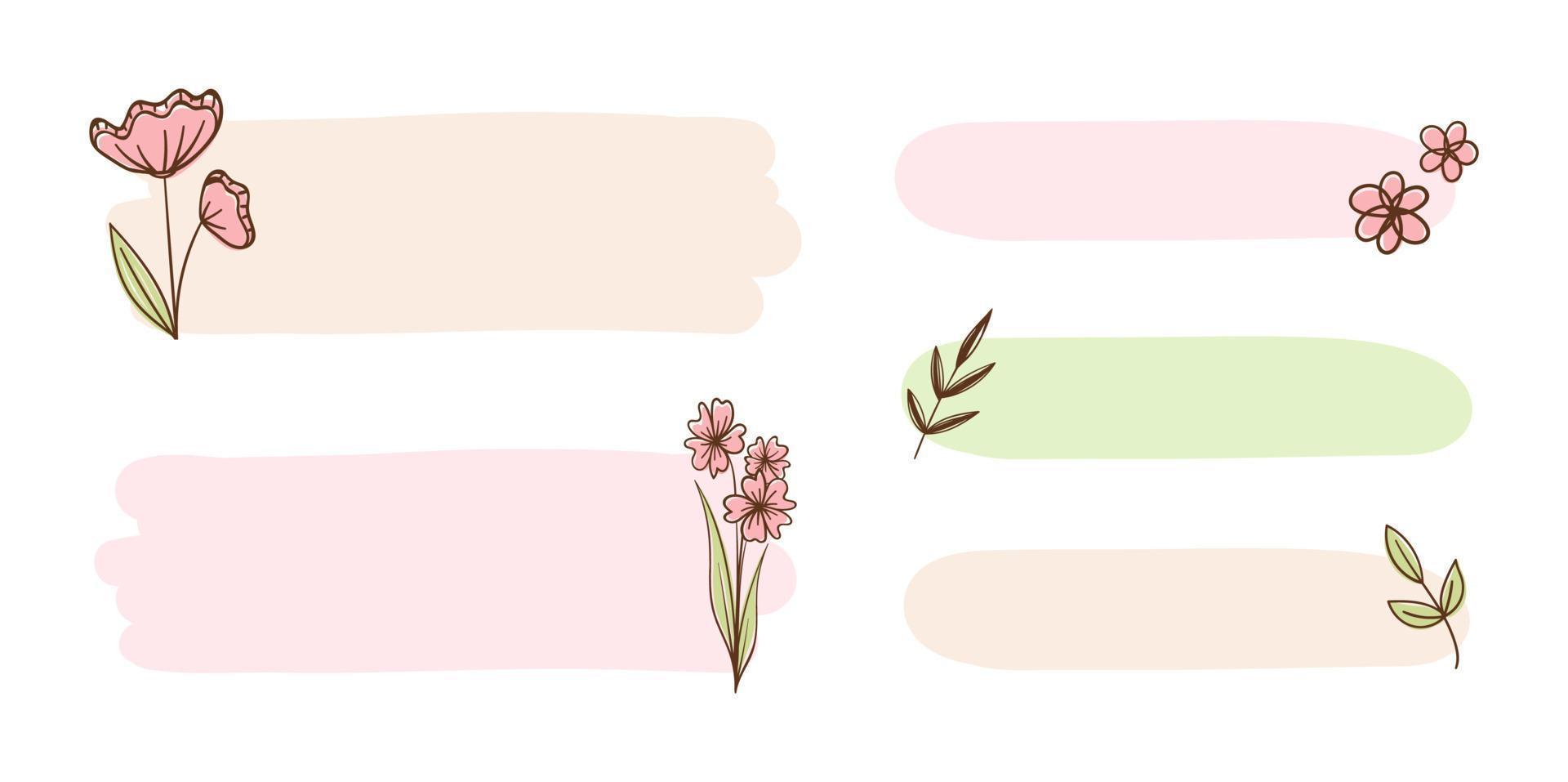 esthetisch boho bloemen kader verzameling. schattig pastel grens voor kaart ontwerp, bruiloft, digitaal afdrukken, plakboek, leraar elementen, ansichtkaart, poster en meer. vector