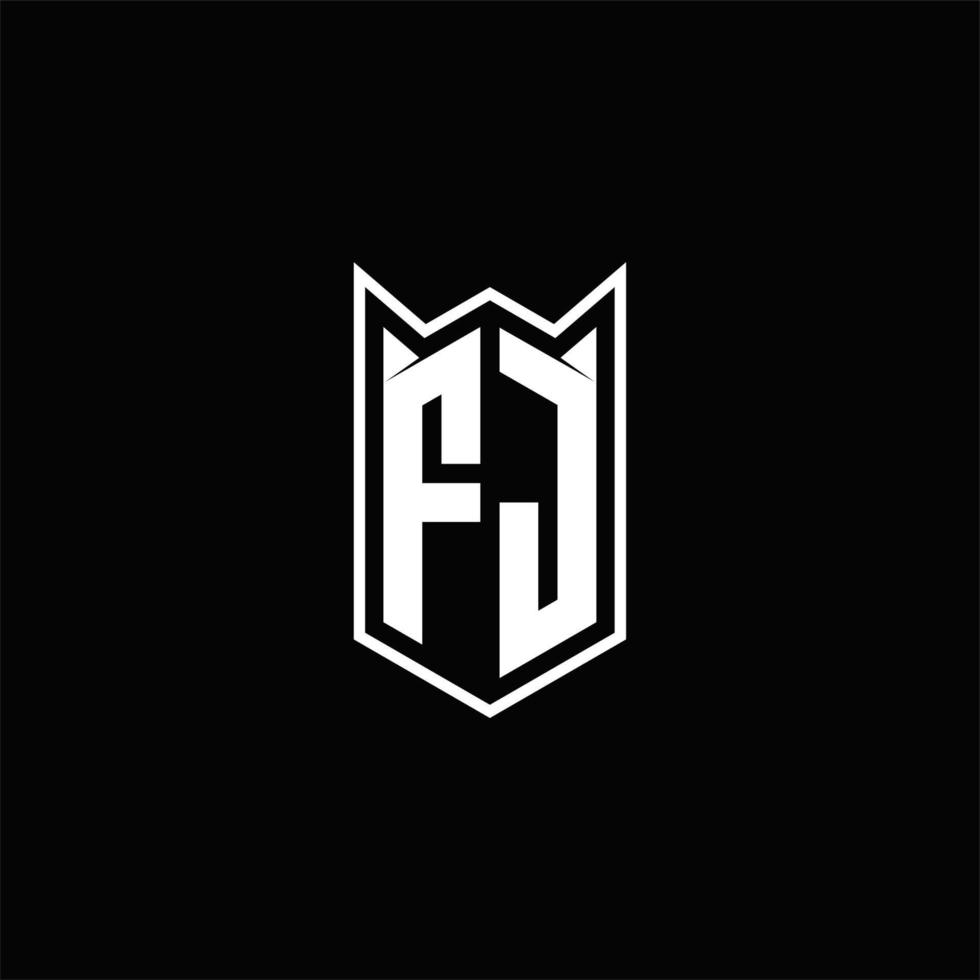 fj logo monogram met schild vorm ontwerpen sjabloon vector