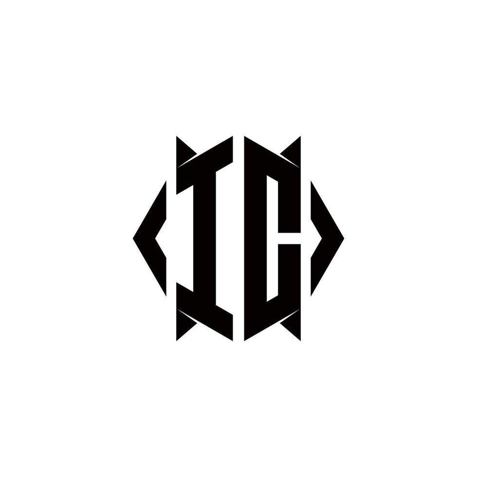 ic logo monogram met schild vorm ontwerpen sjabloon vector