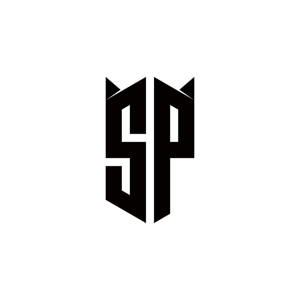 sp logo monogram met schild vorm ontwerpen sjabloon vector