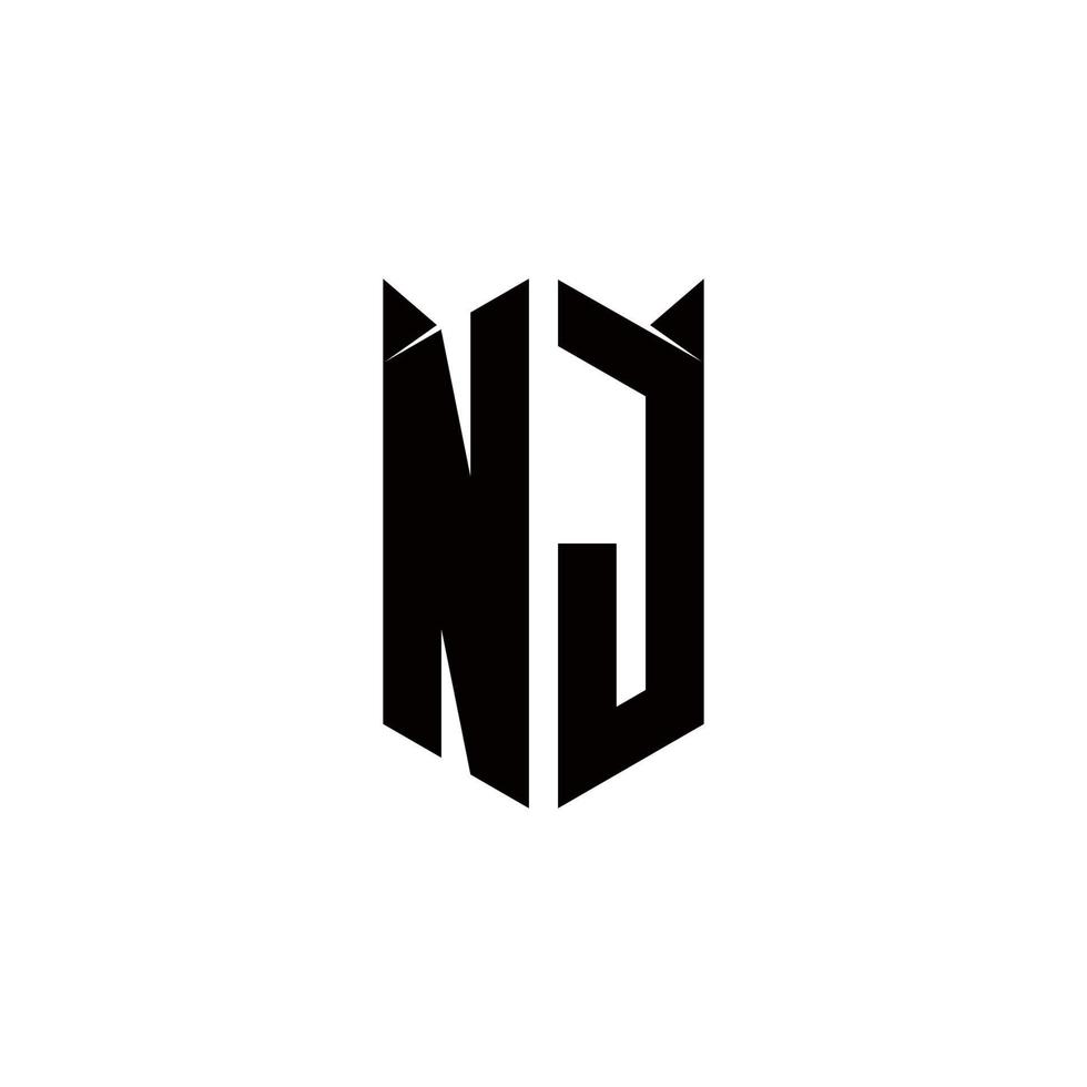 nj logo monogram met schild vorm ontwerpen sjabloon vector