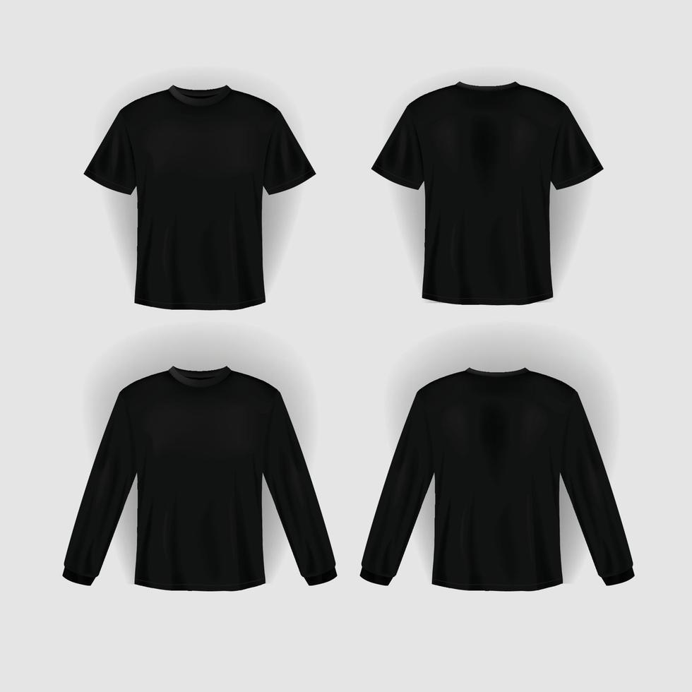3d zwart t-shirt bespotten omhoog sjabloon vector