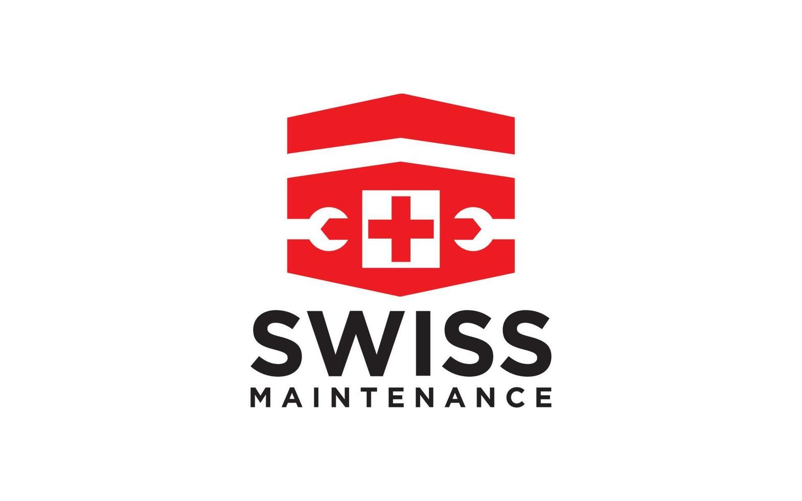 Zwitsers onderhoud logo of label. bouw, reparatie vector illustratie