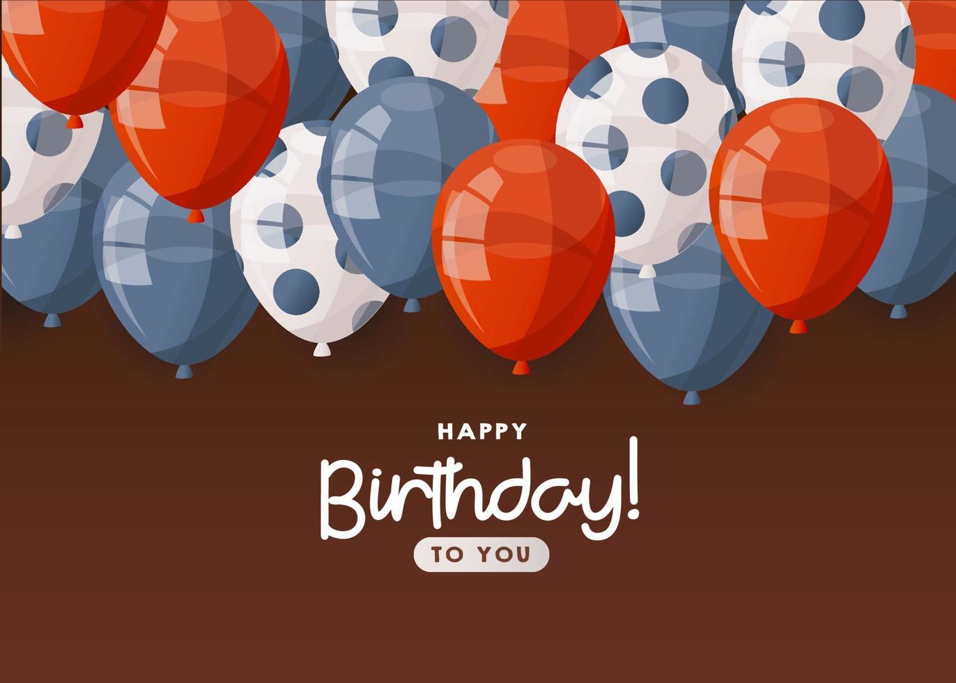 verjaardag bruin kaart met glimmend ballonnen, handgeschreven belettering. verjaardag partij, viering, vakantie, evenement, feestelijk, Gefeliciteerd. banier, folder, ansichtkaart, Hoes sjabloon. tekenfilm vector