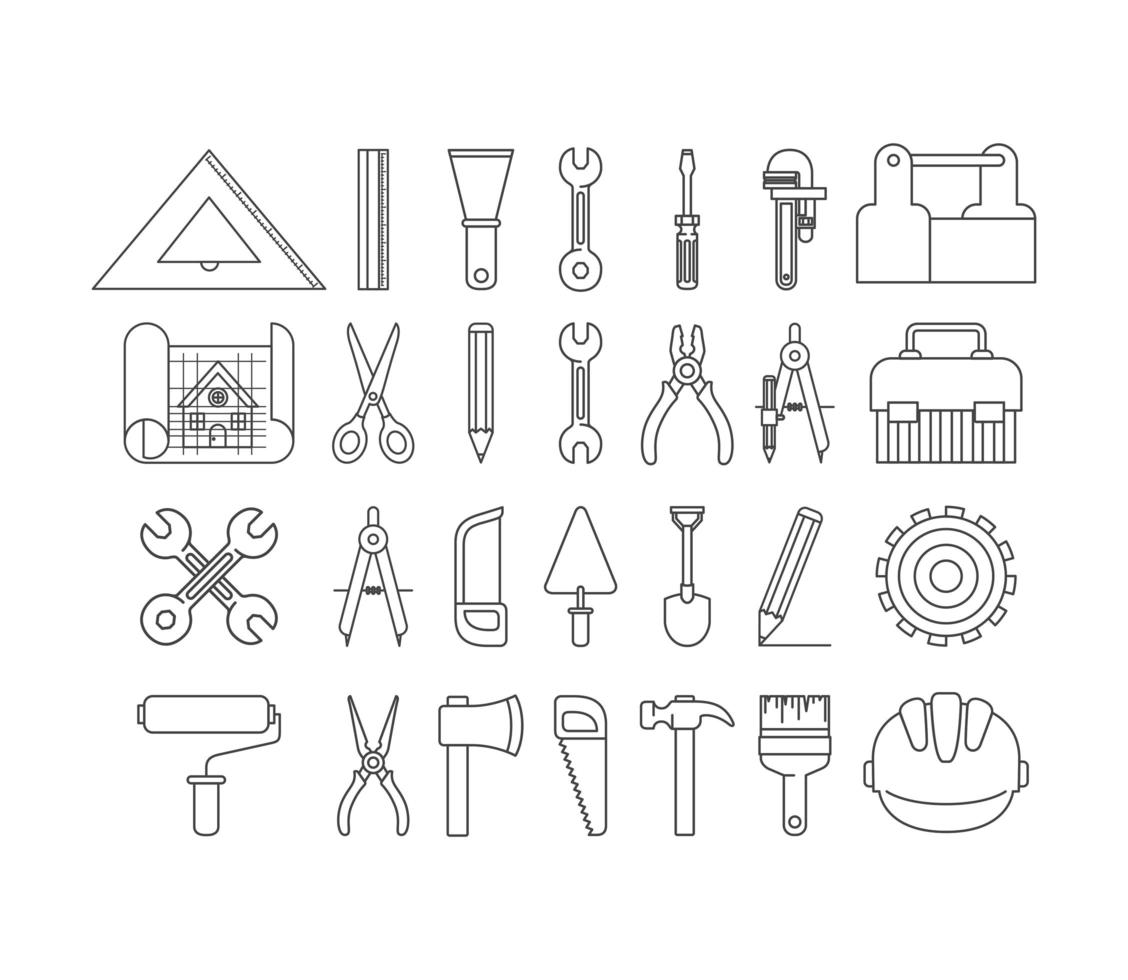 bouwgereedschap set items vector