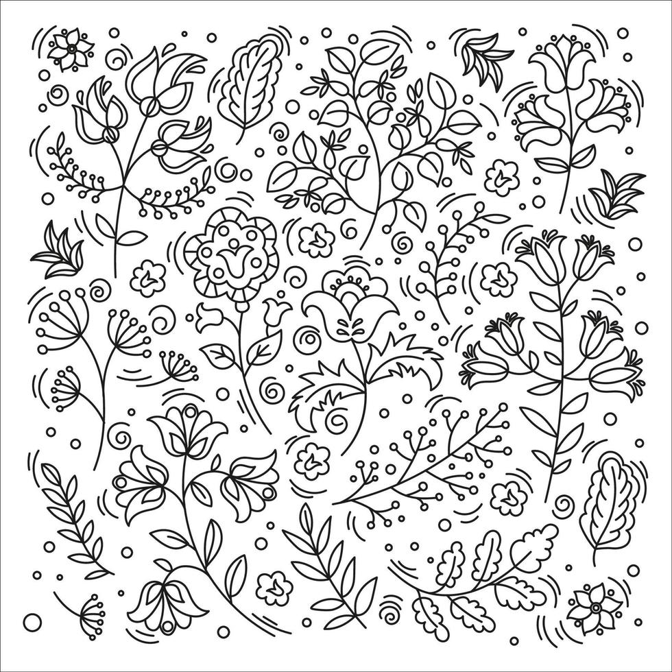 ethno bloem volk tekening ornament vector illustratie reeks