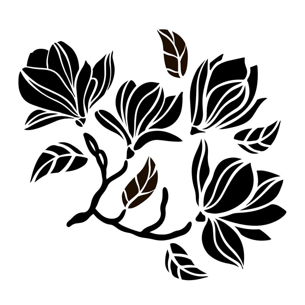 magnolia Afdeling bloem contouren clip art vector illustratie reeks