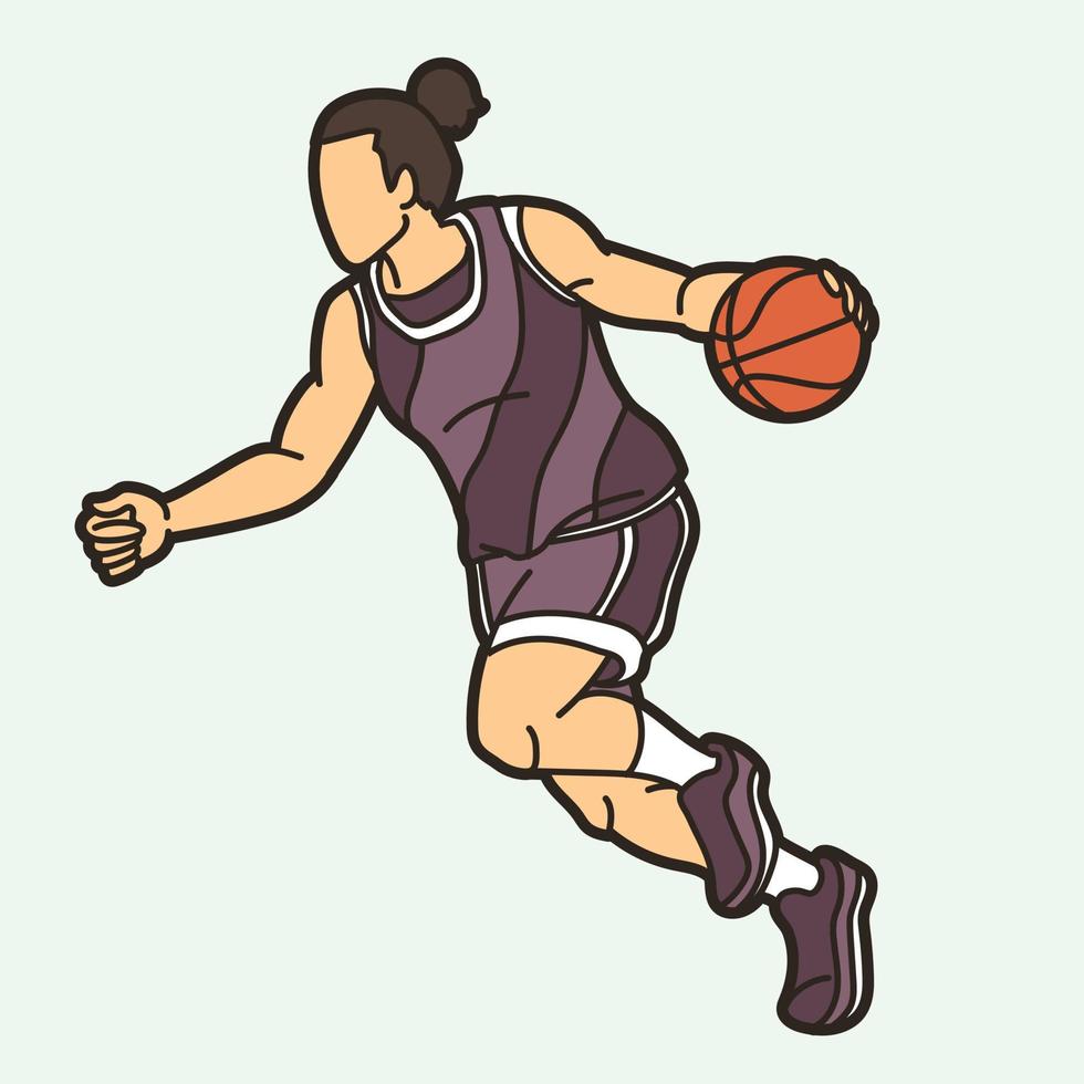 basketbal vrouw speler actie vector