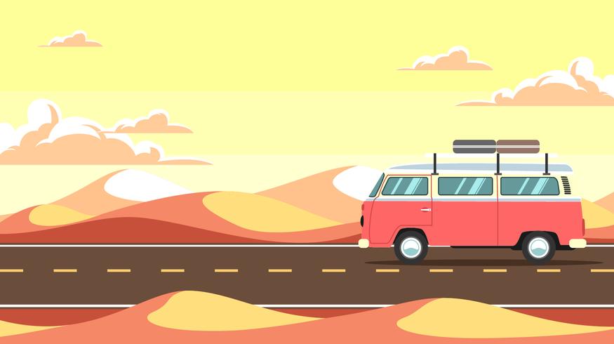 woestijn road trip vector