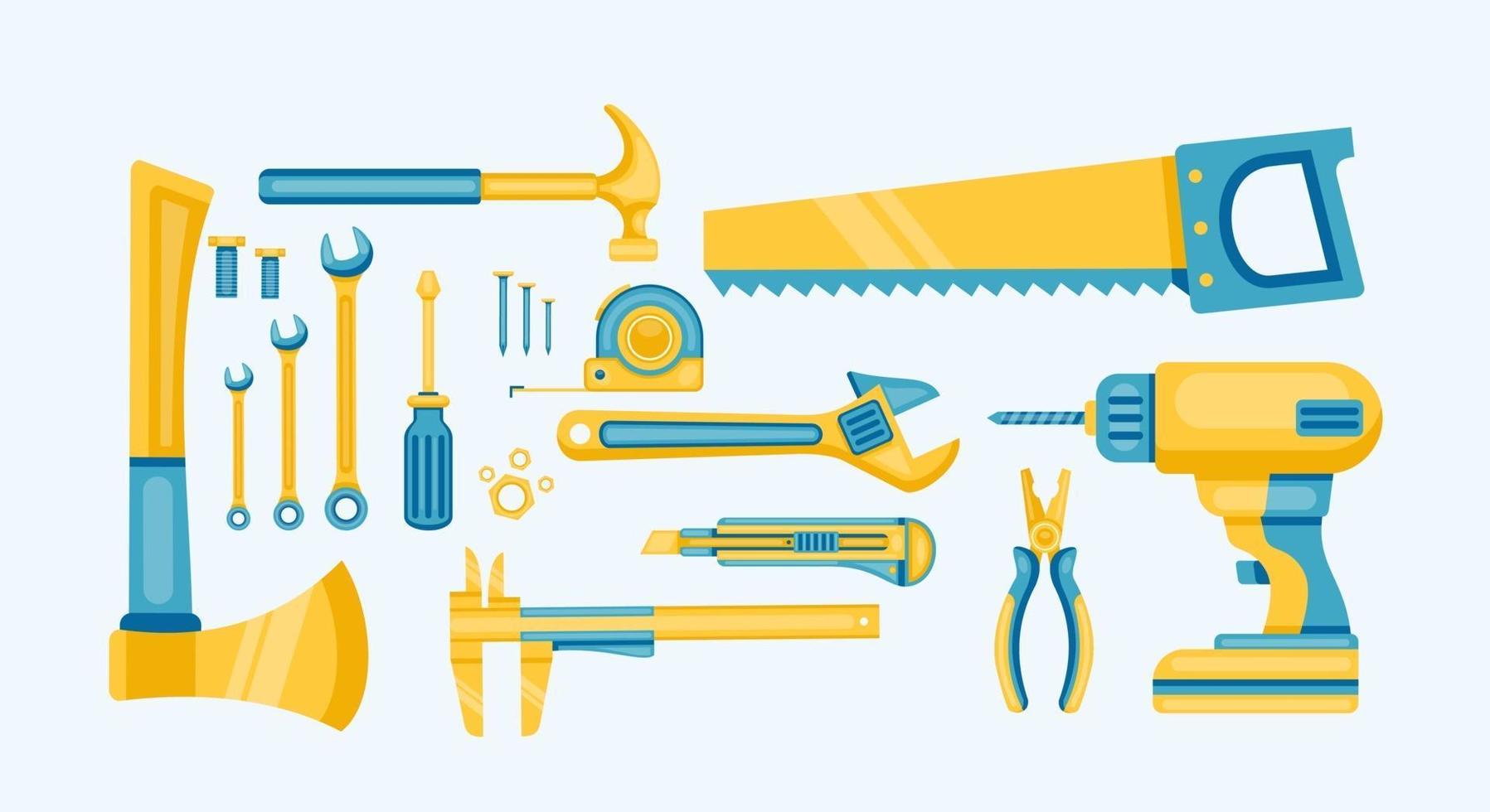 vector illustratie van het bouwen van tools reparatie collectie
