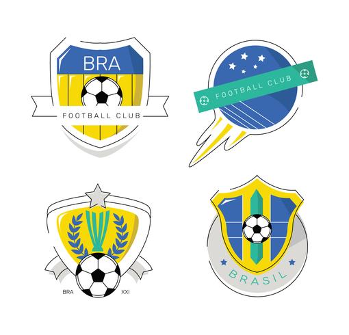 Vintage Braziliaanse voetbal embleem Logo platte vectorillustratie vector