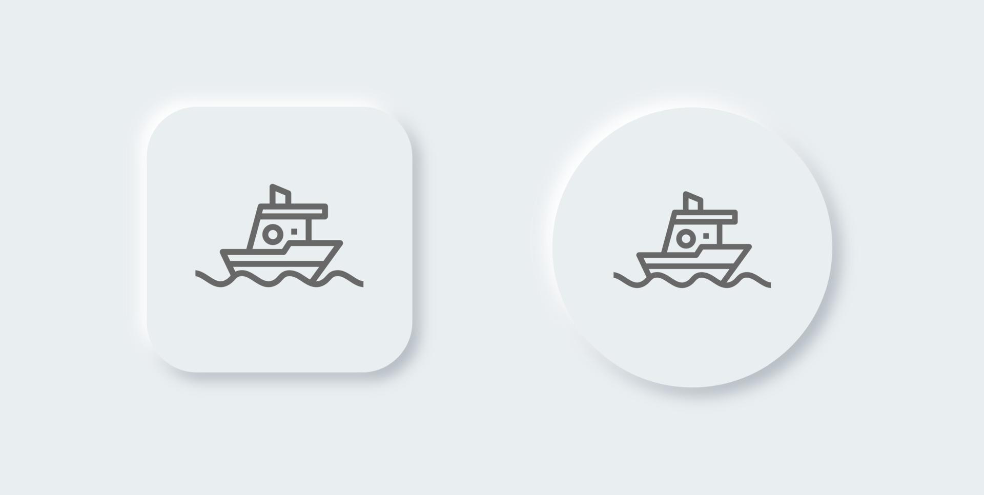 boot lijn icoon in neomorf ontwerp stijl. schip tekens vector illustratie.