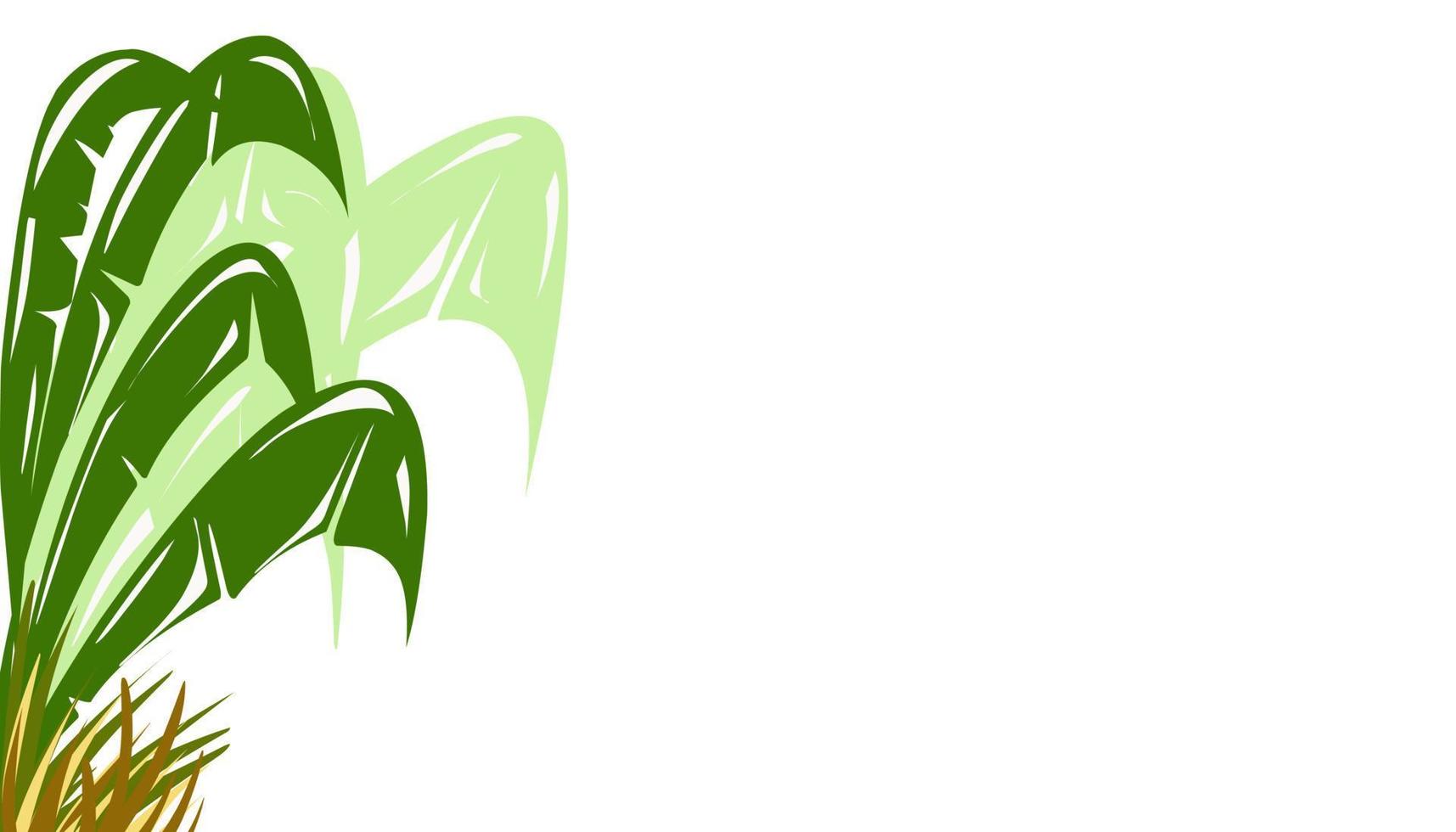 achtergrond illustratie van groen planten van banaan bladeren en geel gras vector