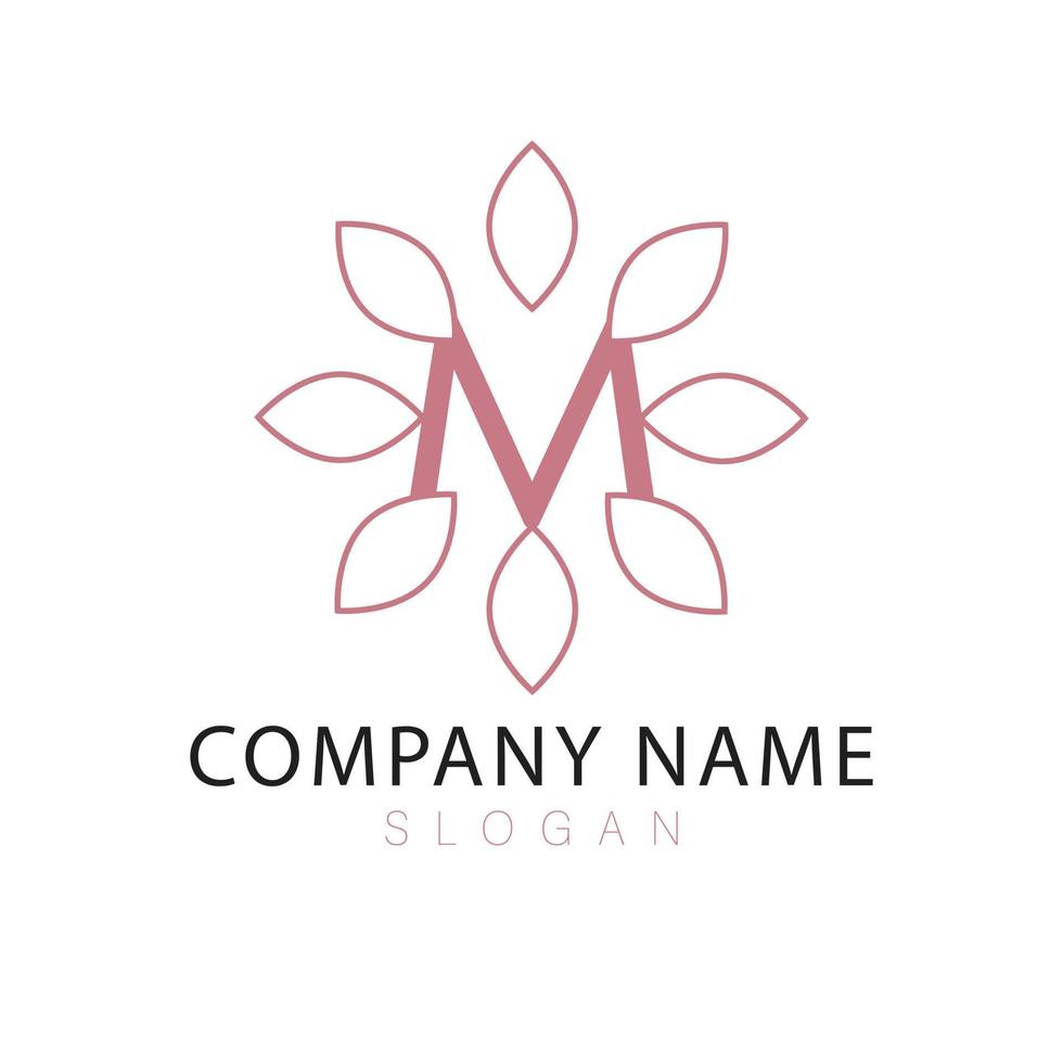m brief logo ontwerp. zonnebloem met brief logo. luxe bloemen logo. vector