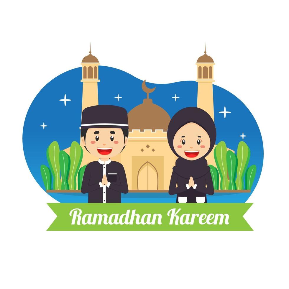 ramadhan kareem achtergrond met karakter vector