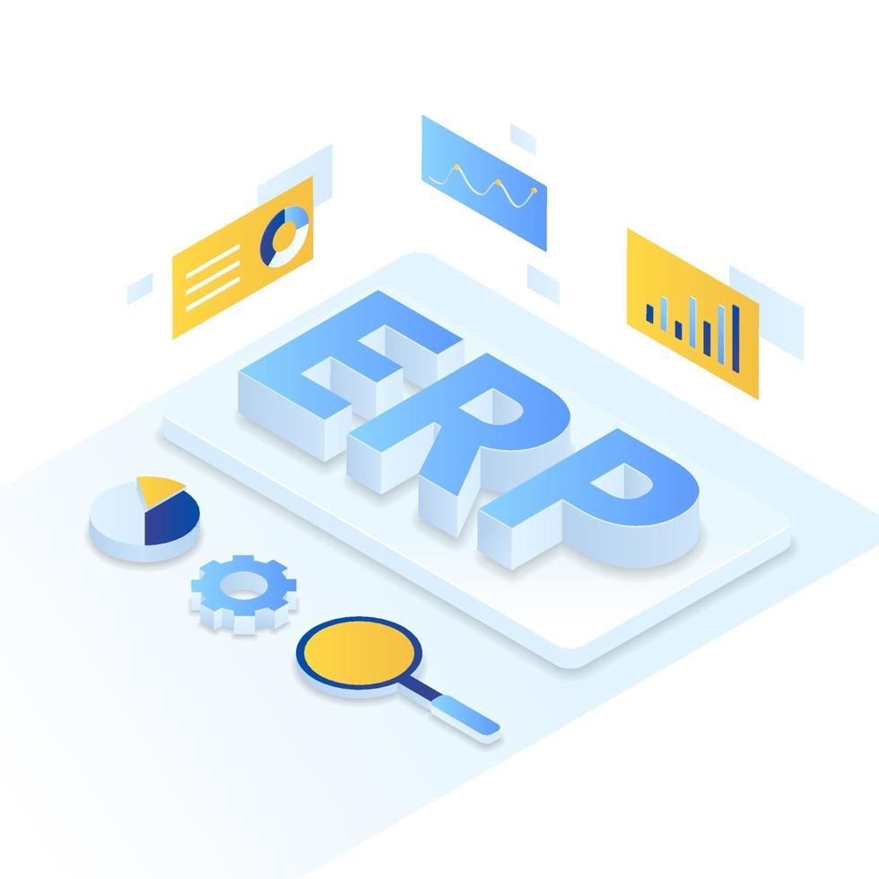 erp Enterprise Resource Planning Illustratie isometrische stijl vector