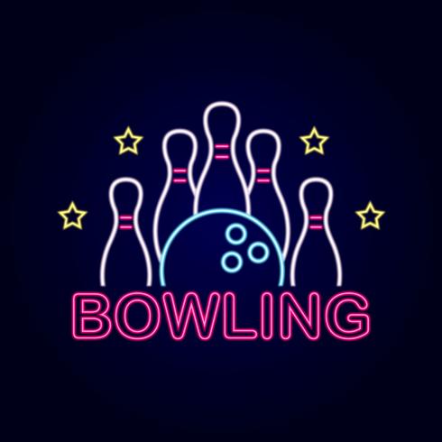 Neon bowling teken vector