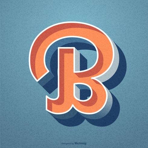 3D Retro Letter B Typografie Vectorontwerp vector