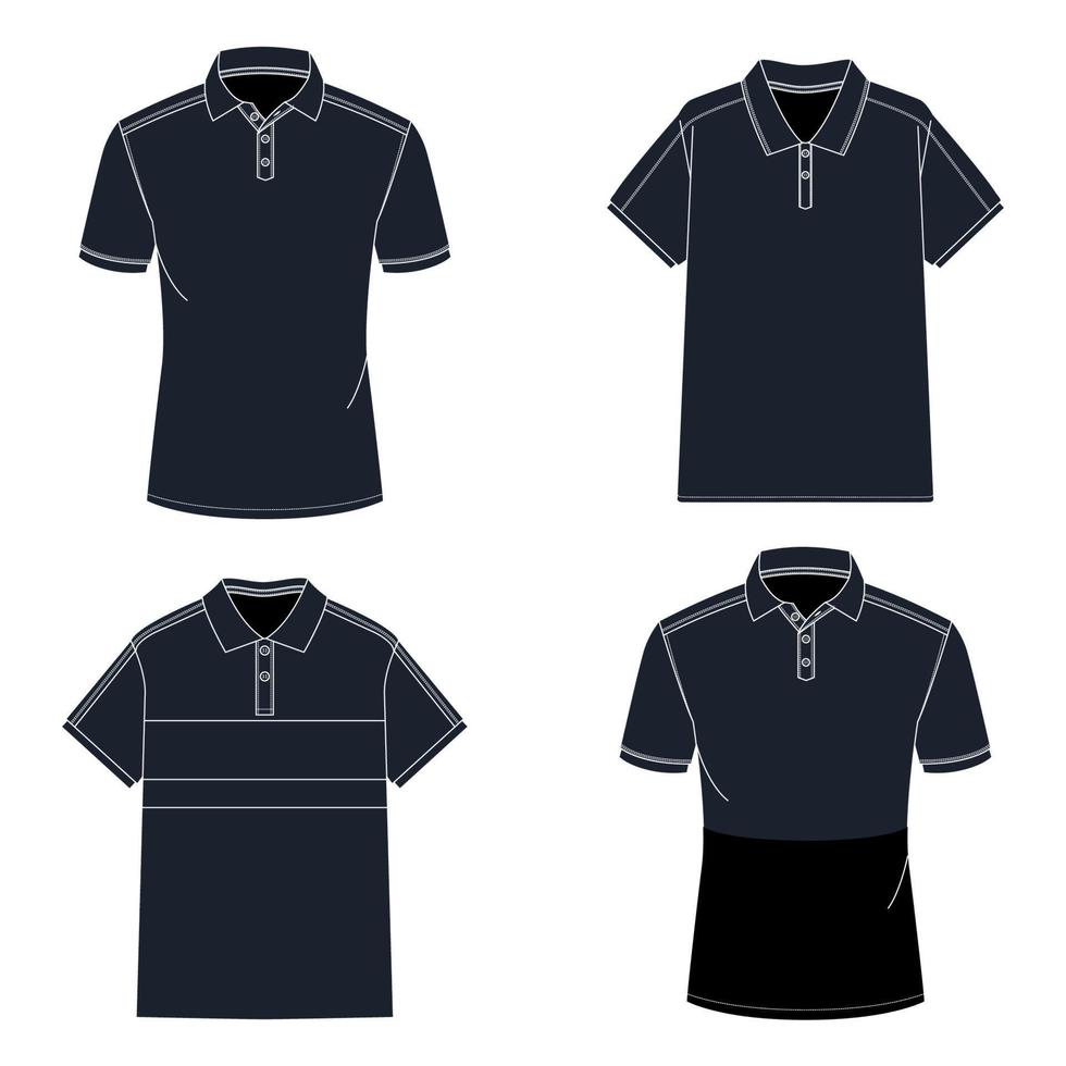 reeks van t-shirt polo schets mockup vector