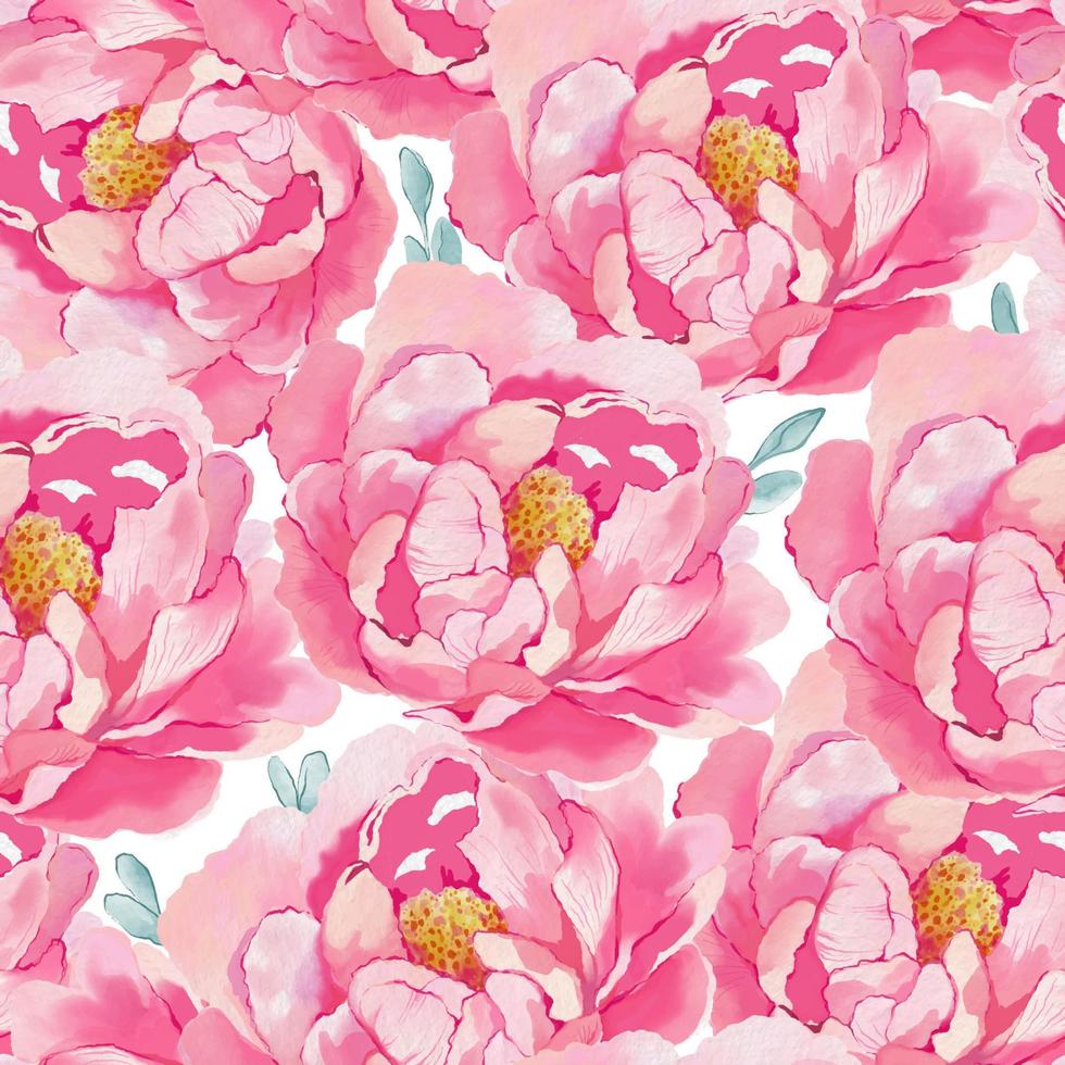 waterverf naadloos patroon met rozen. hand- getrokken roze pioenen vector