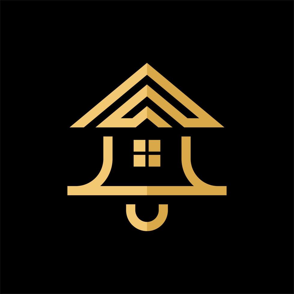 huis klok luxe lijn modern creatief logo vector