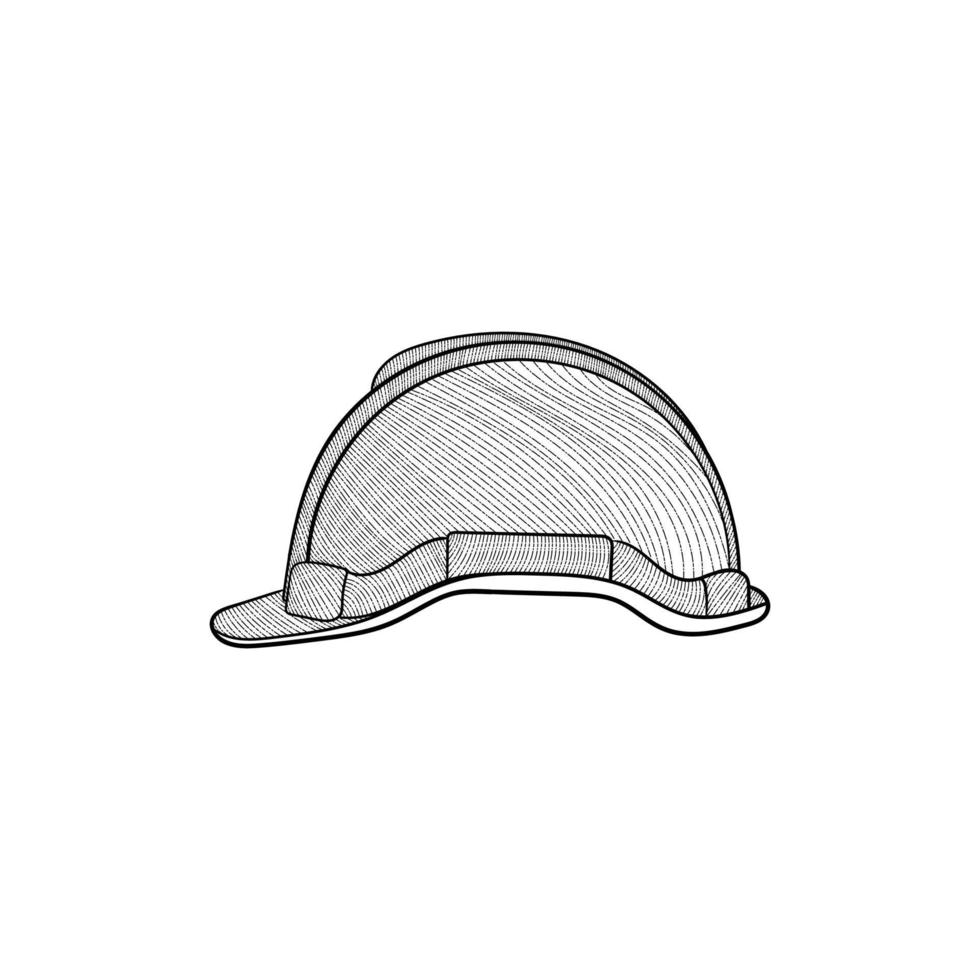 veiligheid helm arbeider lijn kunst stijl creatief ontwerp vector