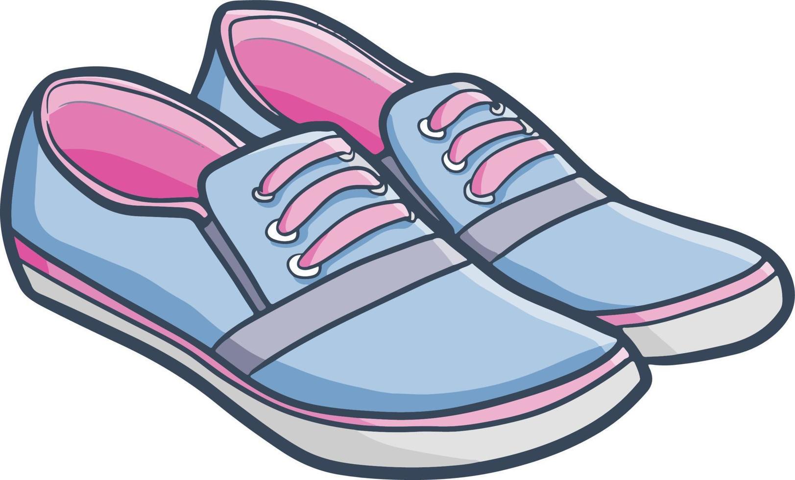 grappig en schattig blauw roze grijs modieus vrouw schoenen vector