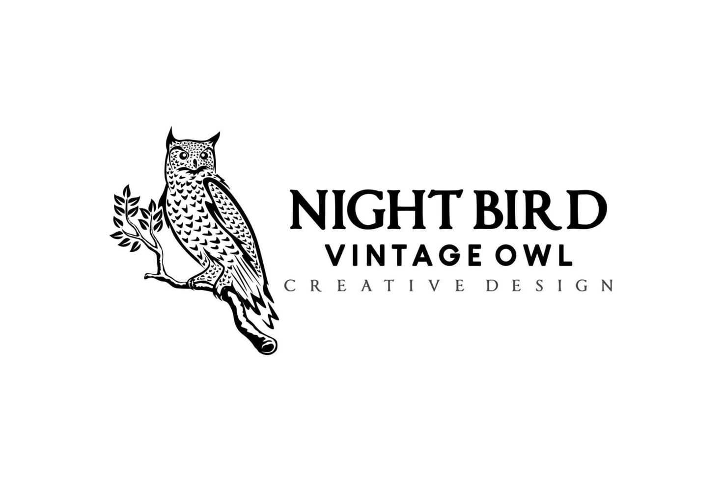 uil of nacht vogel logo ontwerp Aan boom Afdeling met creatief concept vector