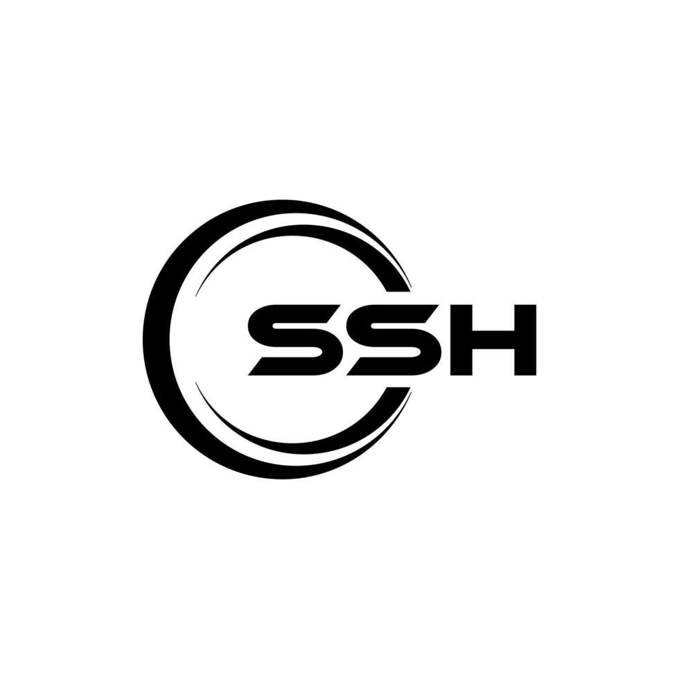 ssh brief logo ontwerp in illustratie. vector logo, schoonschrift ontwerpen voor logo, poster, uitnodiging, enz.