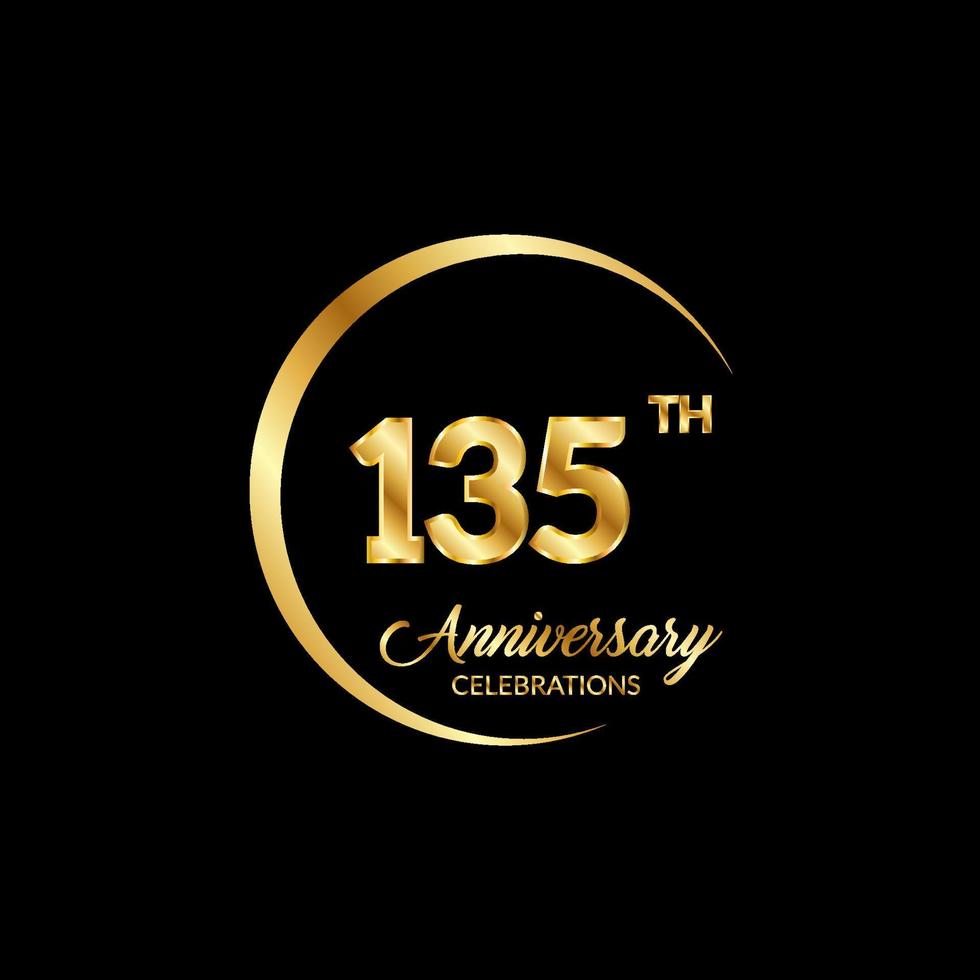 135 jaren verjaardag. verjaardag sjabloon ontwerp concept met gouden aantal , ontwerp voor evenement, uitnodiging kaart, groet kaart, banier, poster, folder, boek Hoes en afdrukken. vector eps10