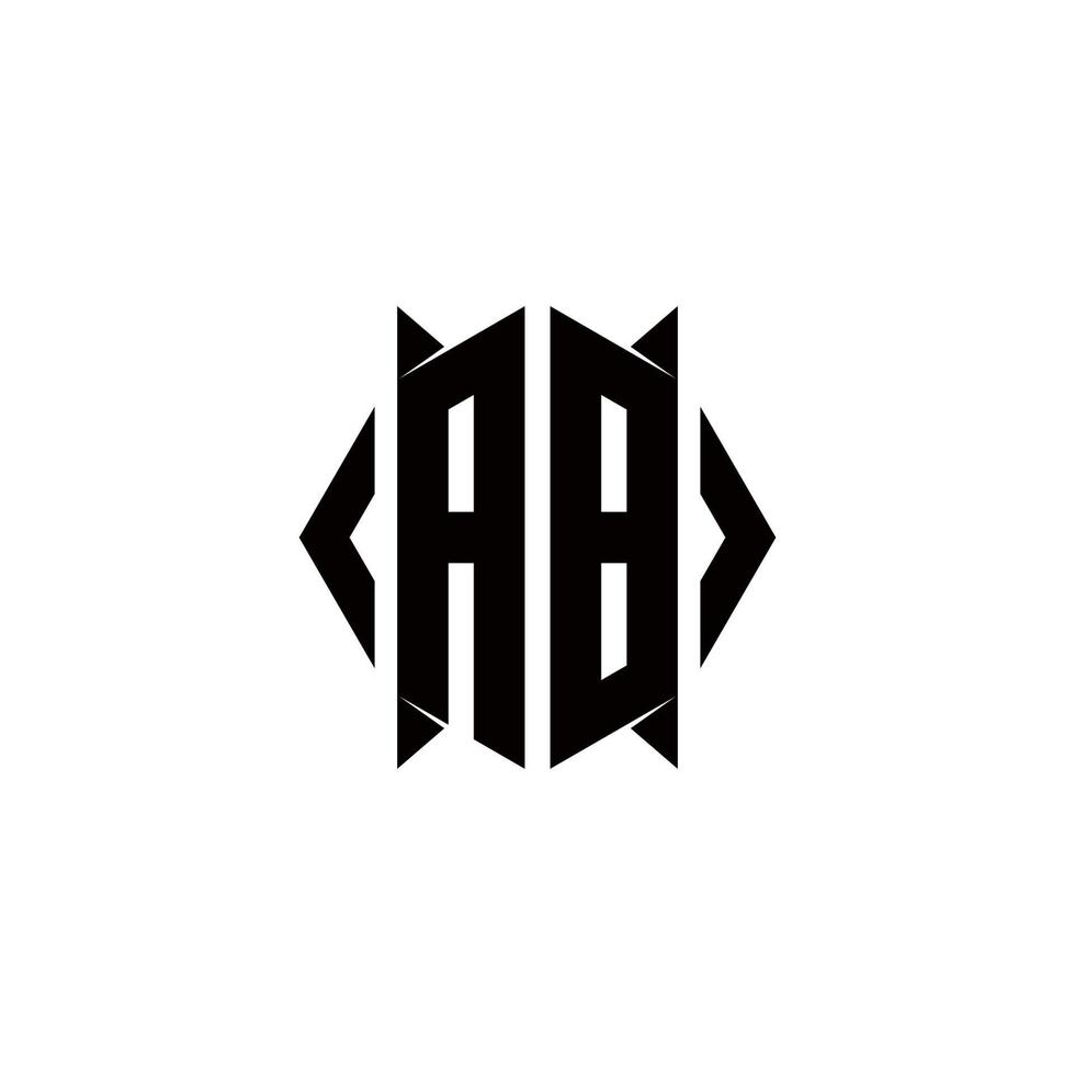 ab-logo-monogram met ontwerpsjabloon voor schildvorm vector