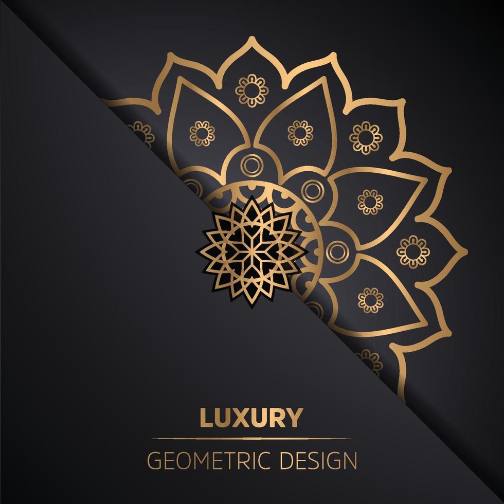 luxe sier mandala ontwerp achtergrond in gouden kleur vector