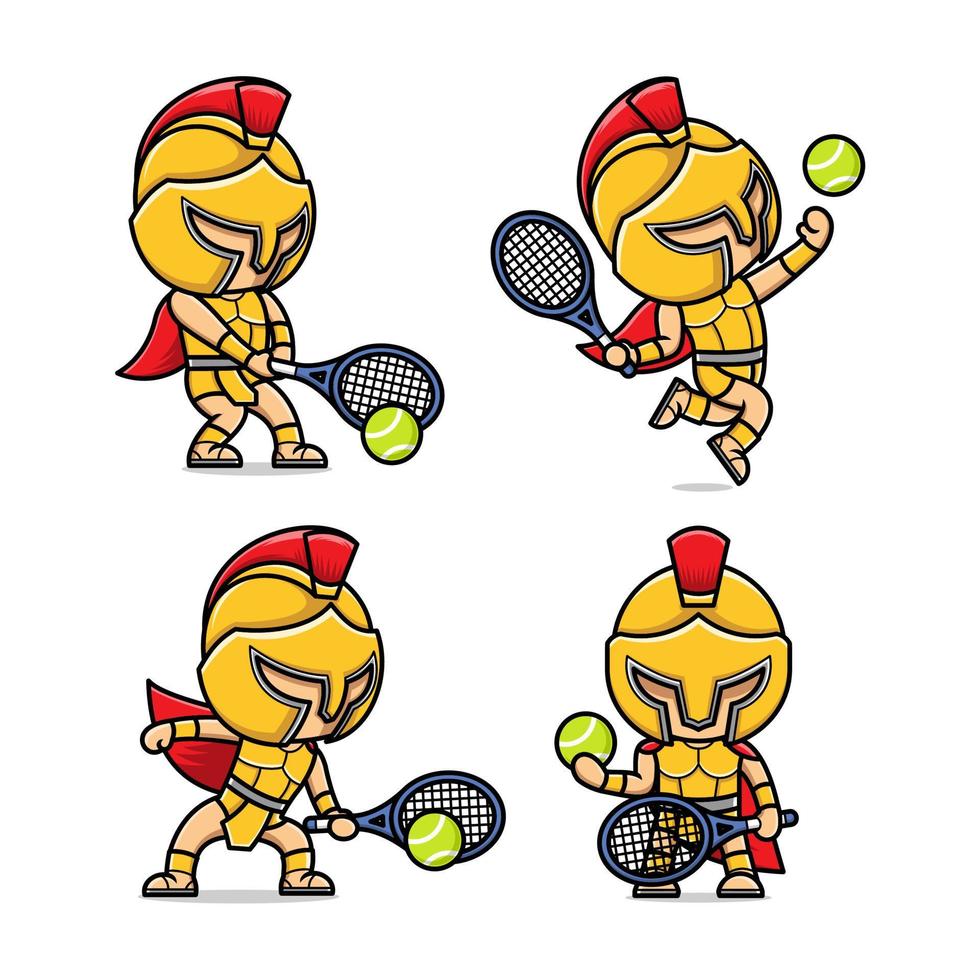 schattig tekenfilm gladiator sport tennis vector